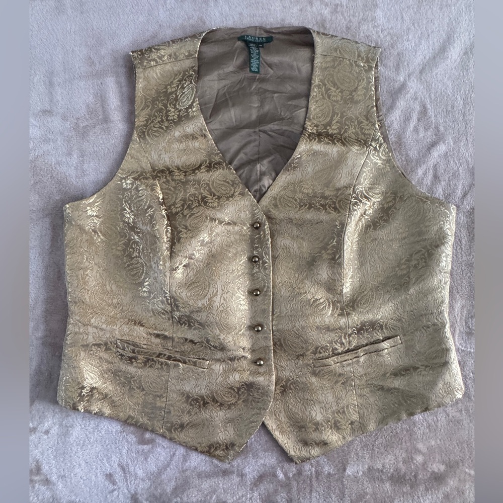 Elegant Gold Brocade Vest - Picture 3 of 9